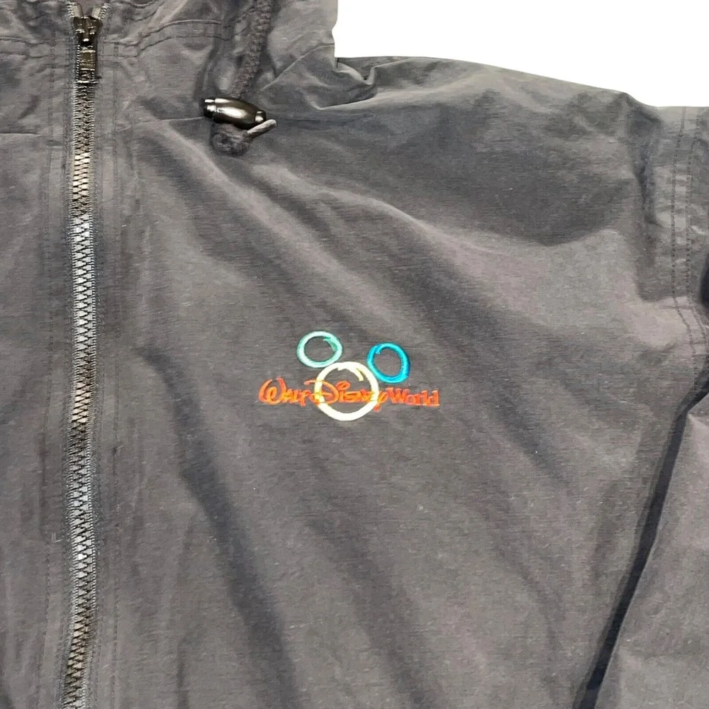 Vintage Rare Walt Disney World Jacket Mens Medium Black Windbreaker Mickey Mouse